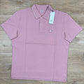 CP Company Stretch Piquet Striped Collar Polo Shirt in Misty Rose - Pink