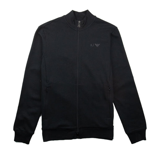 Armani Jeans Zip Up Rubber Logo Jacket Black