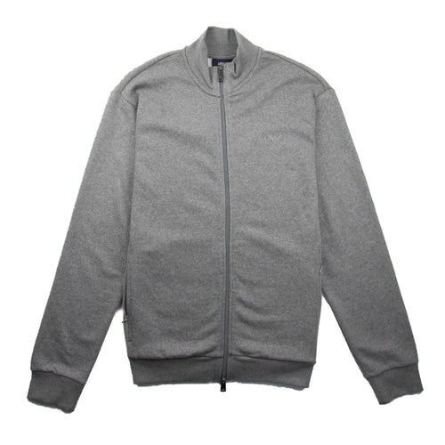 Armani Jeans Zip Up Rubber Logo Jacket Light Grey