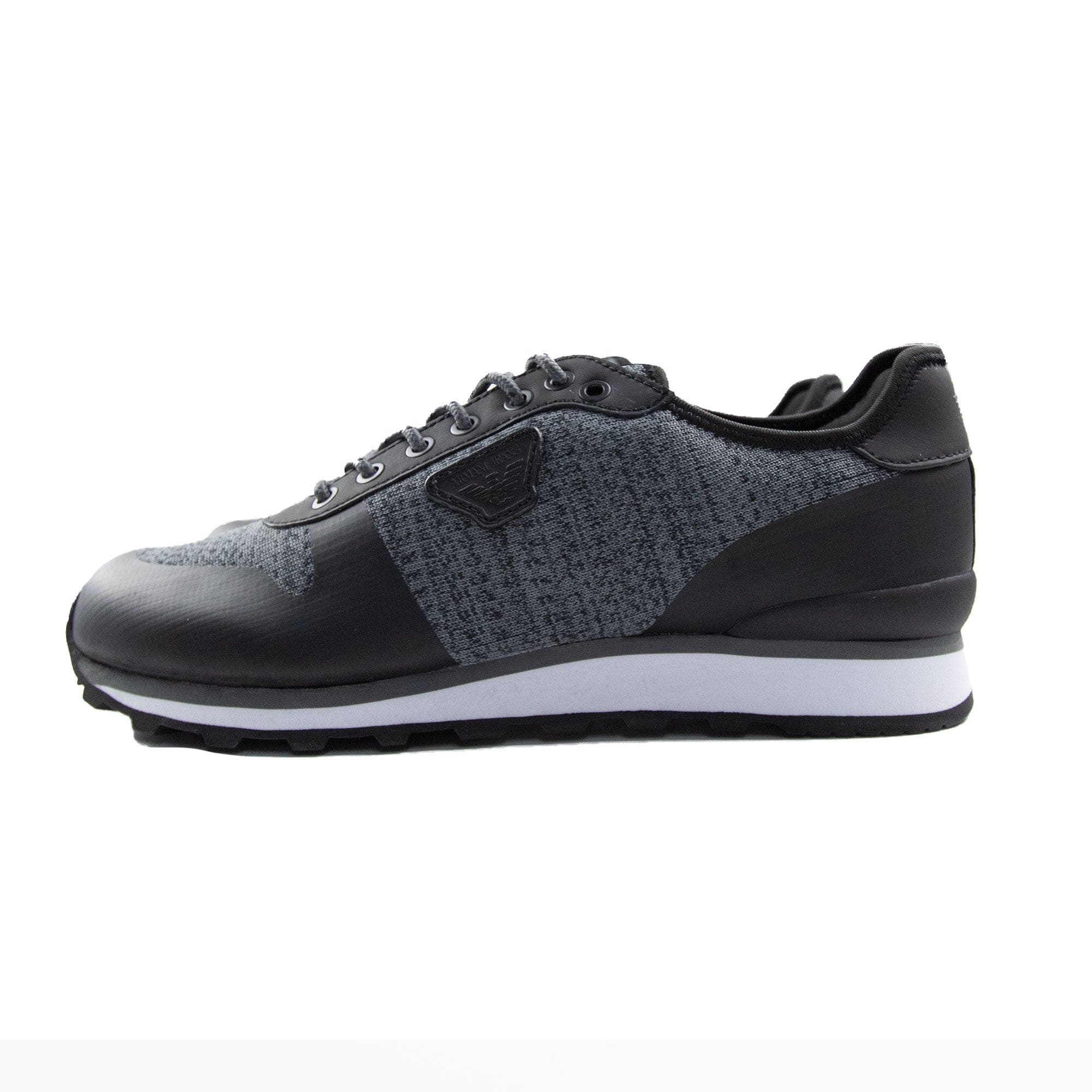 Armani Jeans Knit Trainers Dark Grey