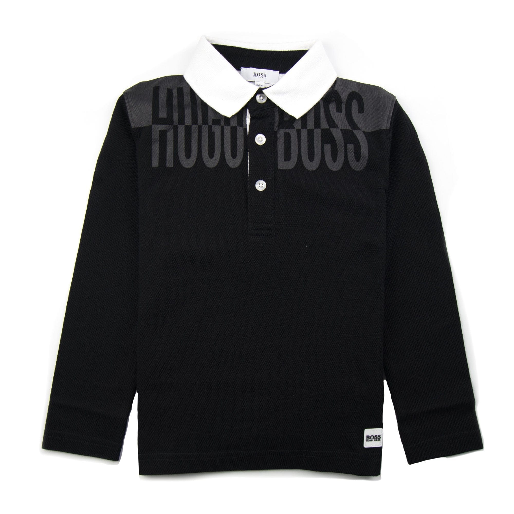 Hugo Boss Kids Chest Writing Long Sleeve Polo Black