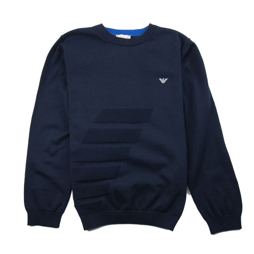 Armani Junior Eagle Knitted Jumper Navy