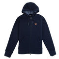 Armani Jeans Fleece Leather Logo Hoody Navy
