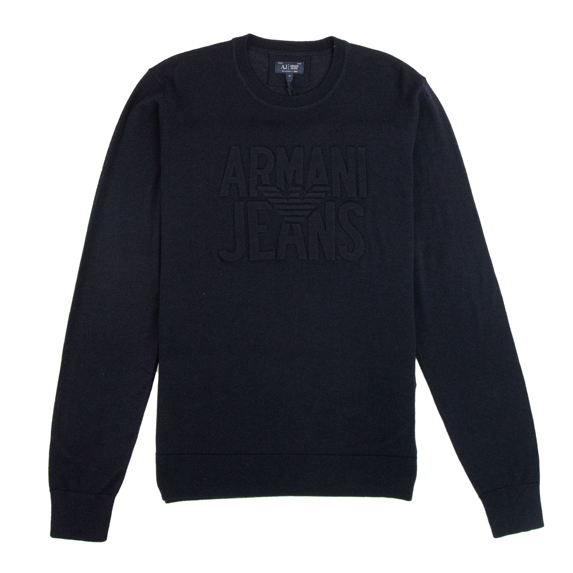 Armani Jeans Embossed Logo Lightweight Sweatshirt Blue