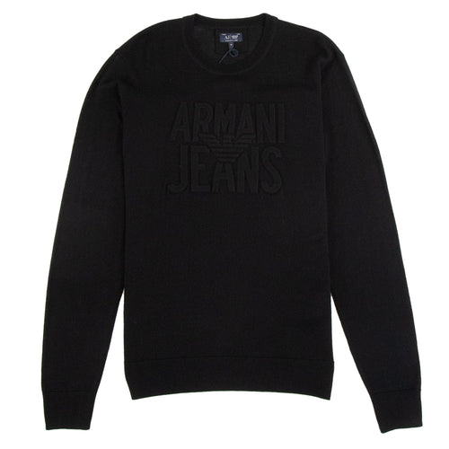 Armani Jeans Embossed Logo Lightweight Sweatshirt Nero