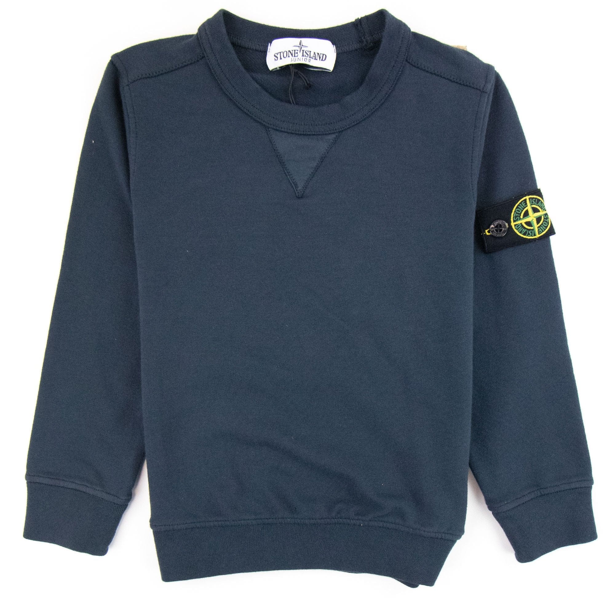 Stone Island Junior Logo Plaque Sweatshirt Navy V0020