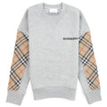 Burberry Children Hamilton Vintage Check Panel Cotton Sweatshirt Grey Melange