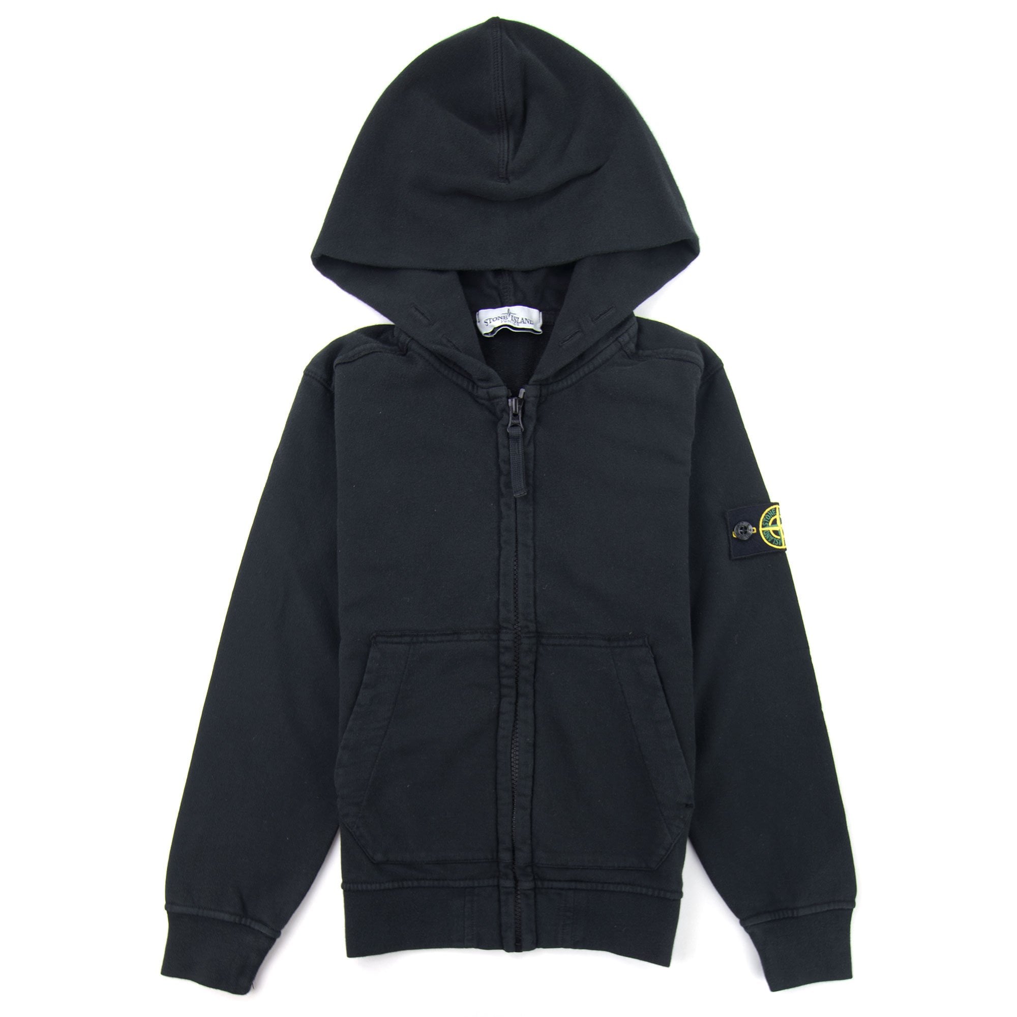 Stone Island Junior 60640 Hooded Zip Up Sweatshirt Black V0029