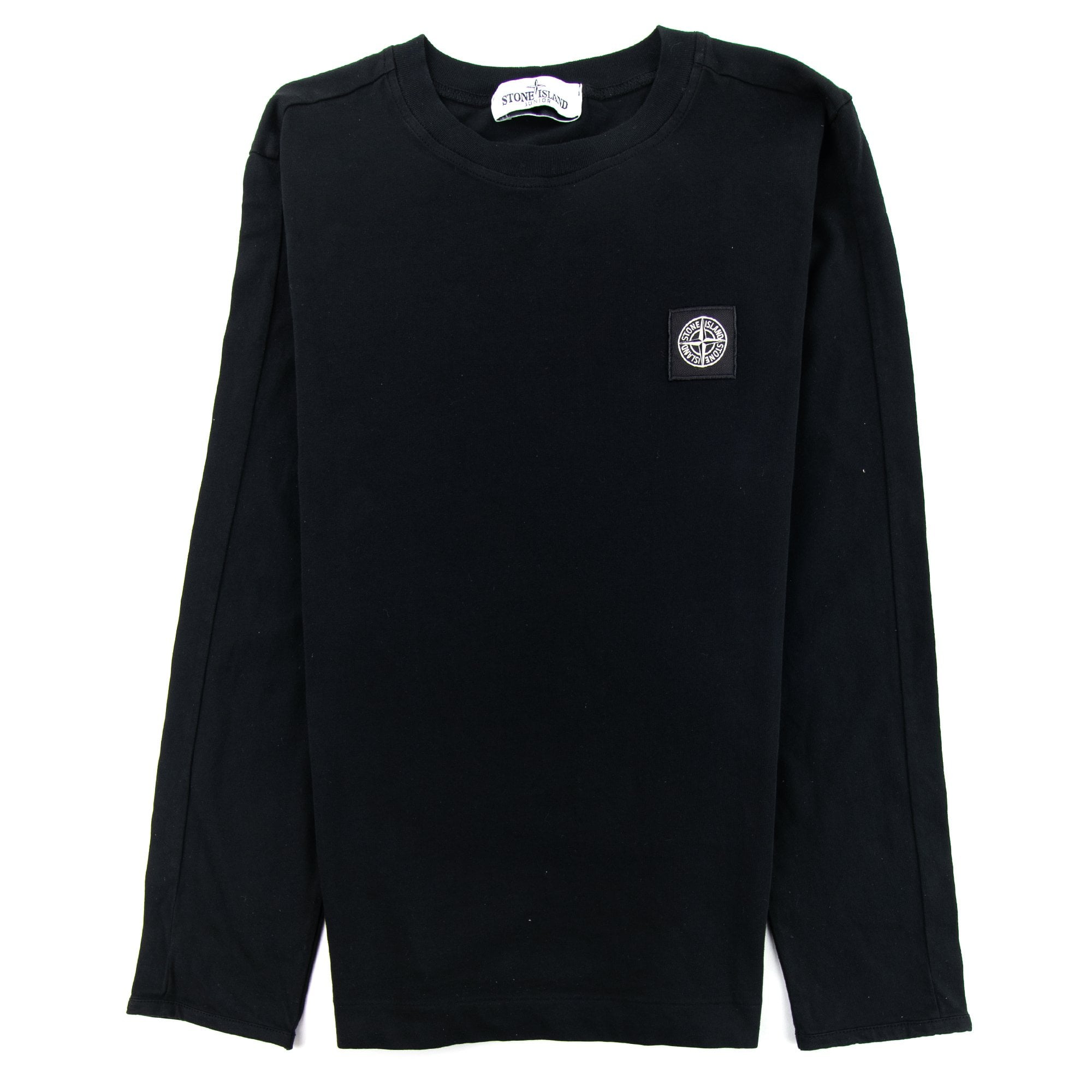 Stone Island Junior Chest Logo Long Sleeve Tshirt Black V0029