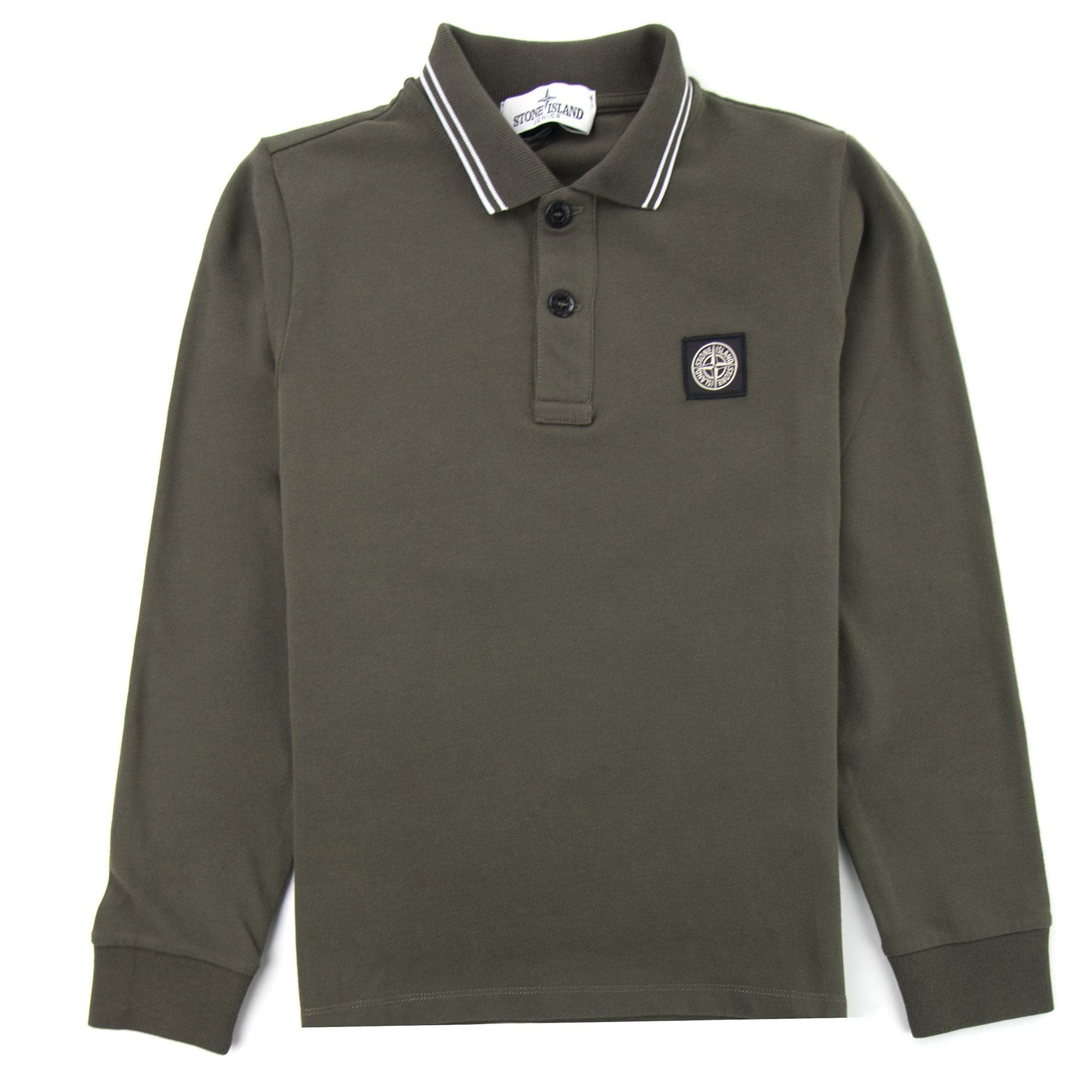 Stone Island Junior Long Sleeve Polo Khaki V0059