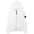 Stone Island Junior Patch Logo Zip Up Hoodie White V0001