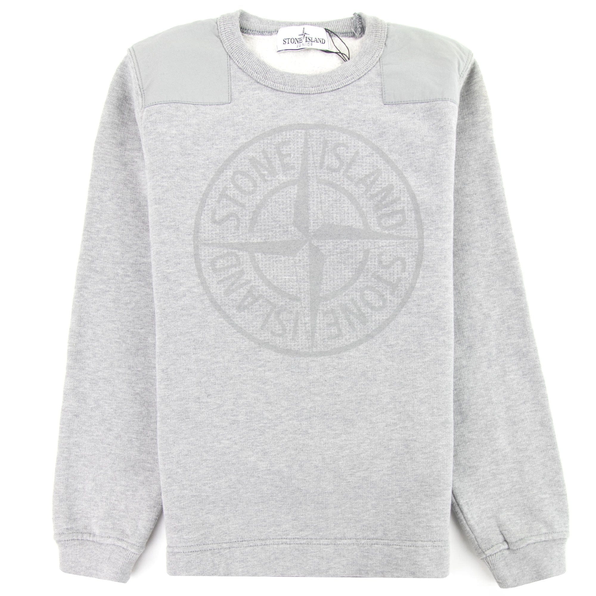 Stone Island Junior 60940 Reflective Logo Sweatshirt Grey V1064