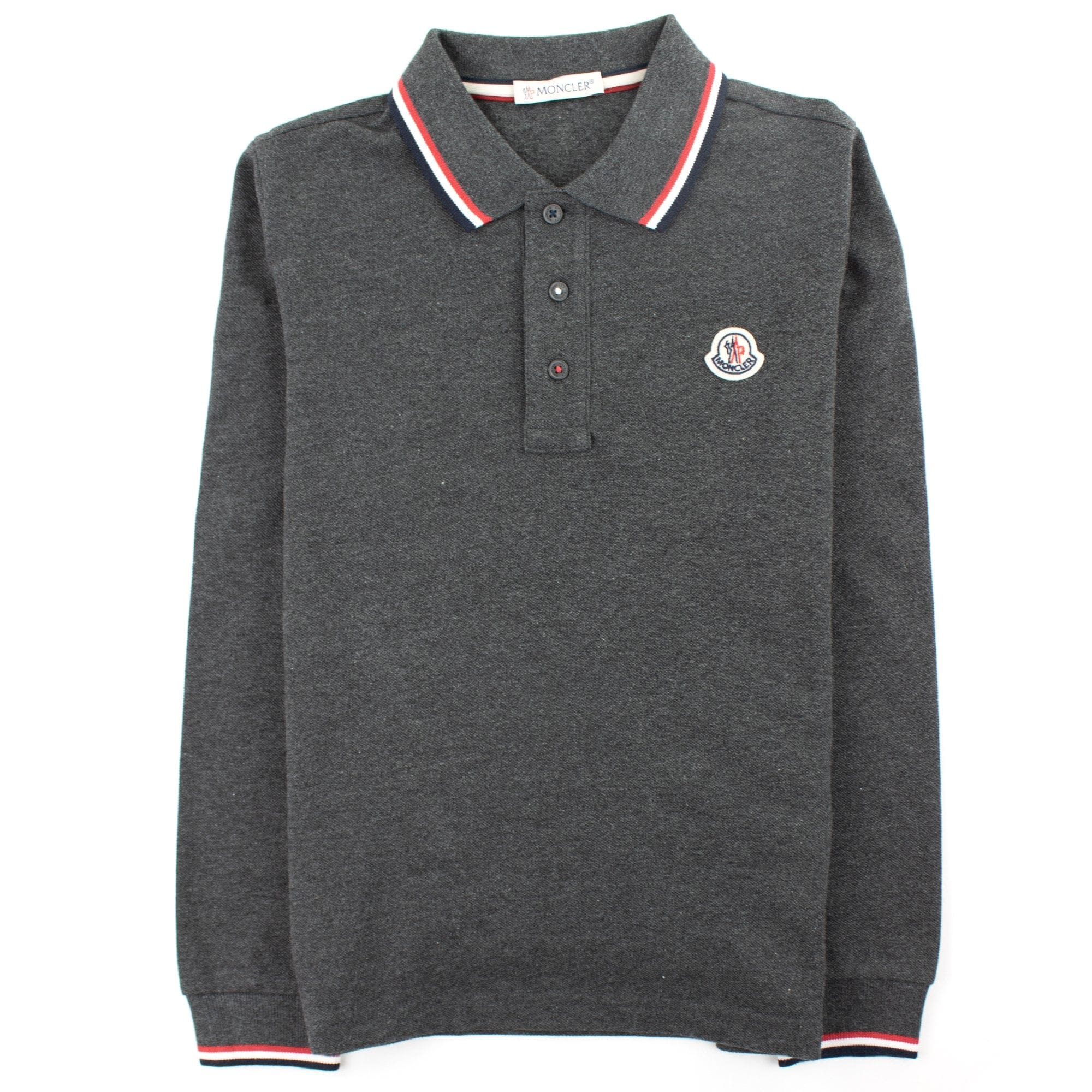 Moncler Junior Long Sleeve Polo Grey