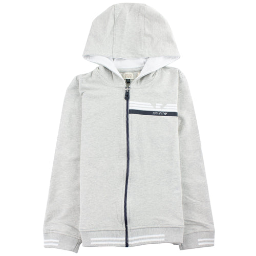 Armani Junior Logo Zipped Sweatshirt Grey