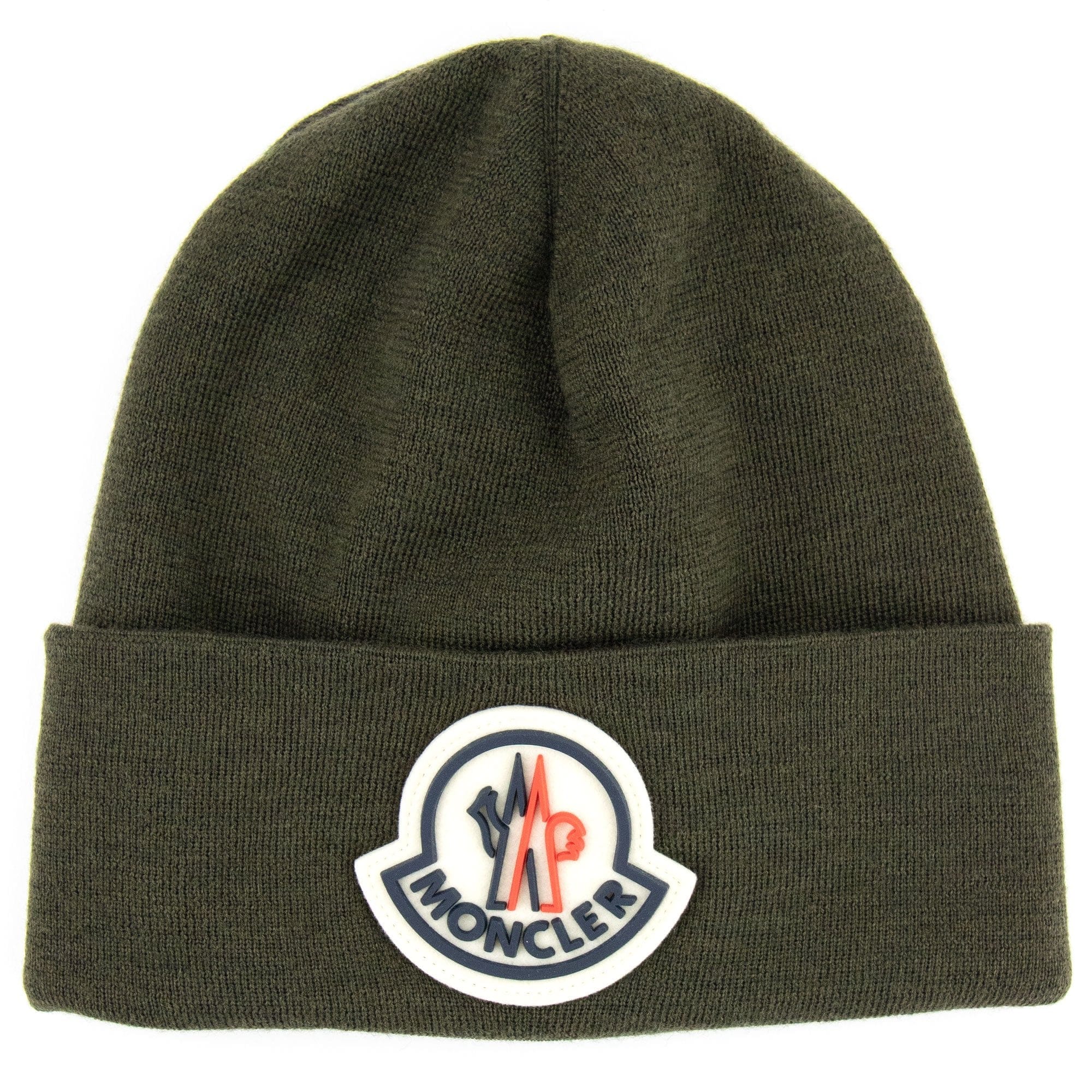 Moncler Large Logo Beanie Hat Dark Green