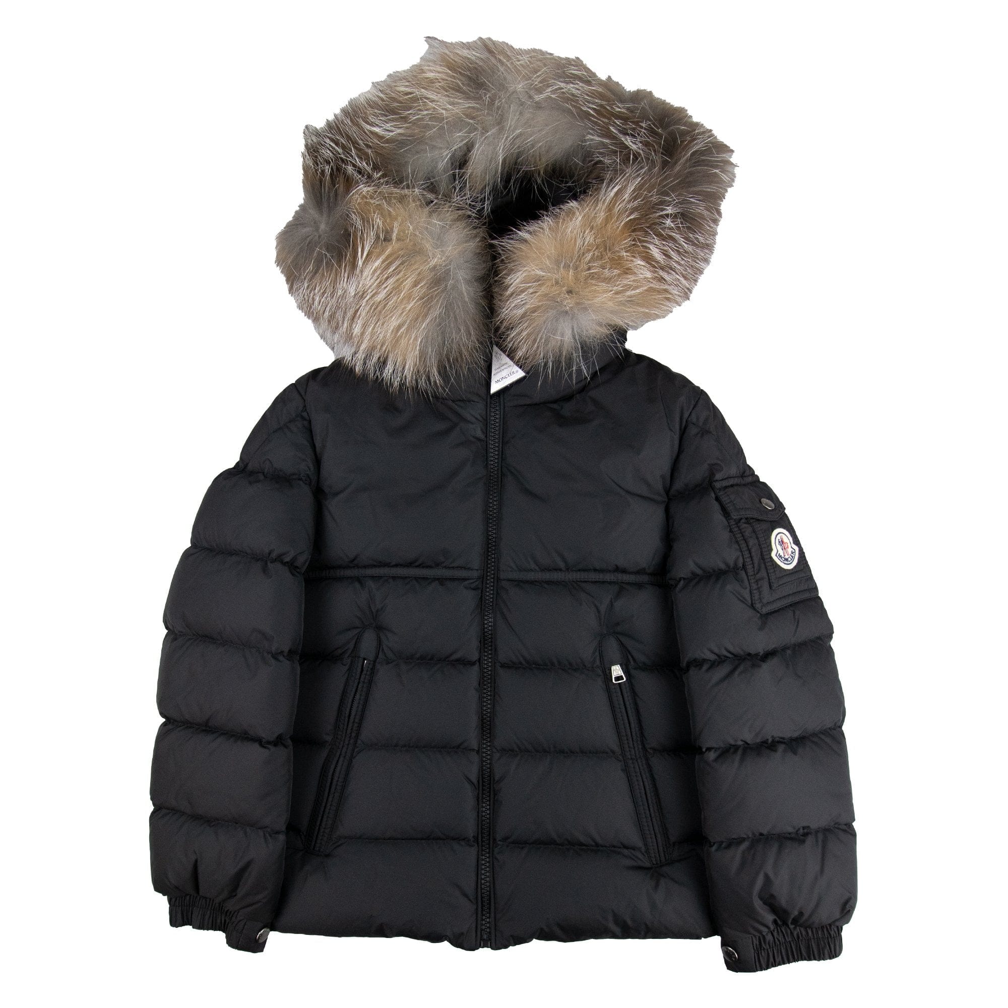 Moncler Junior New Byron Fur Coat Black