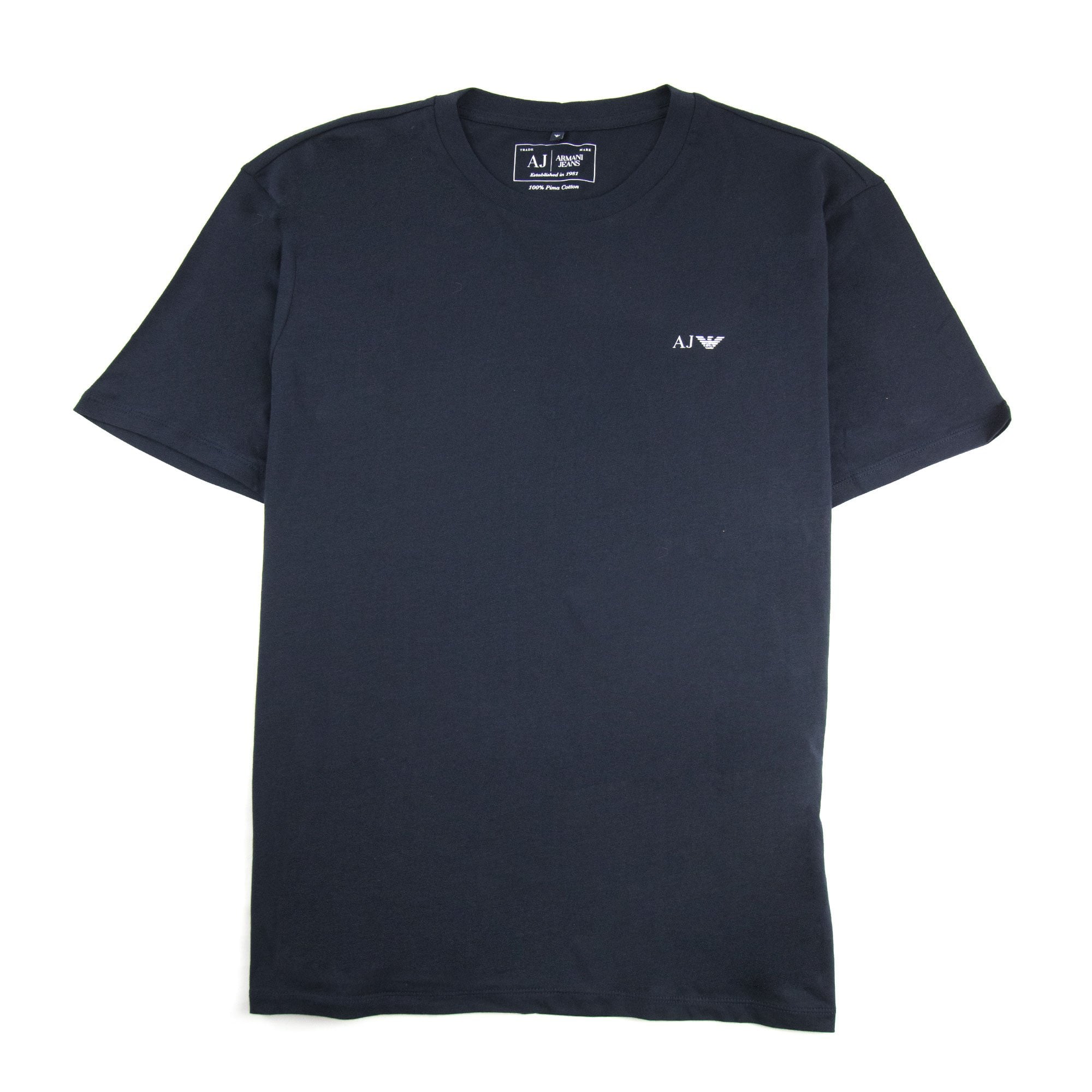 Armani Jeans Logo Print Crewneck T Shirt Blue Notte