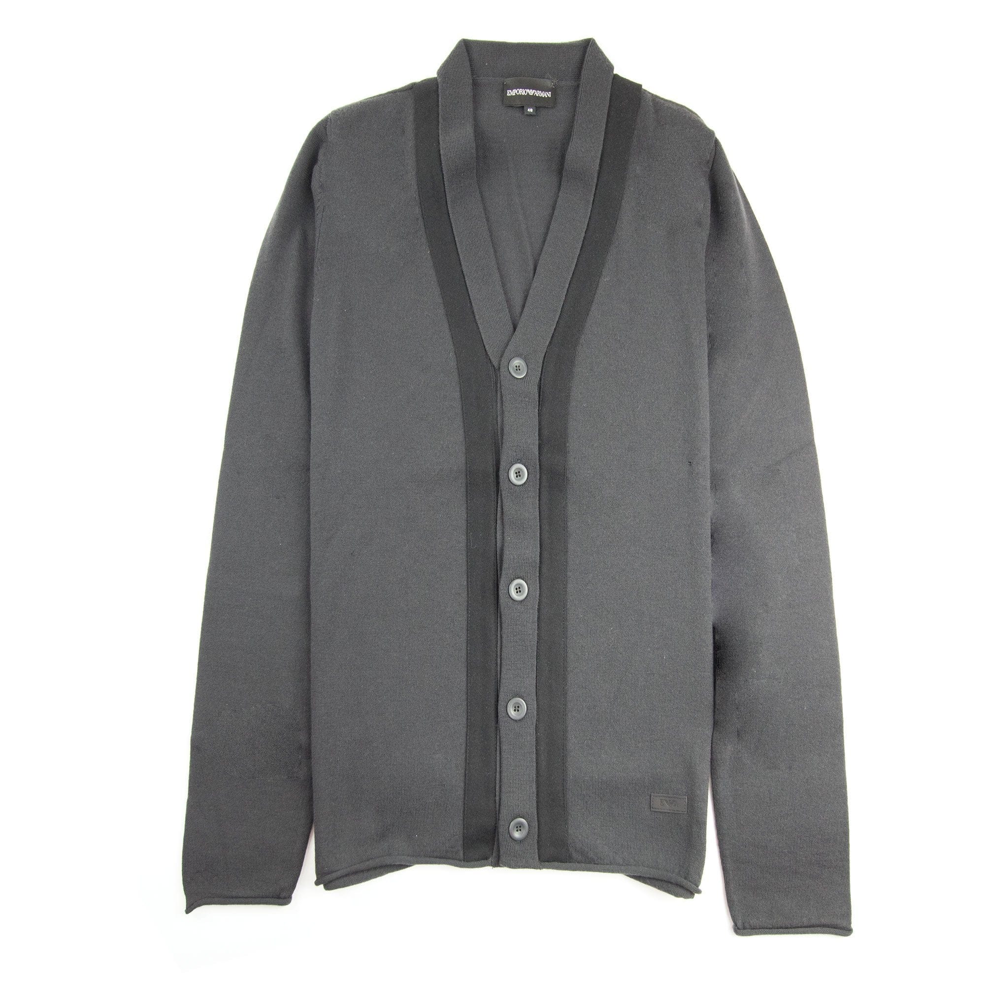 Emporio Armani Rubber Logo Cardigan Dark Grey