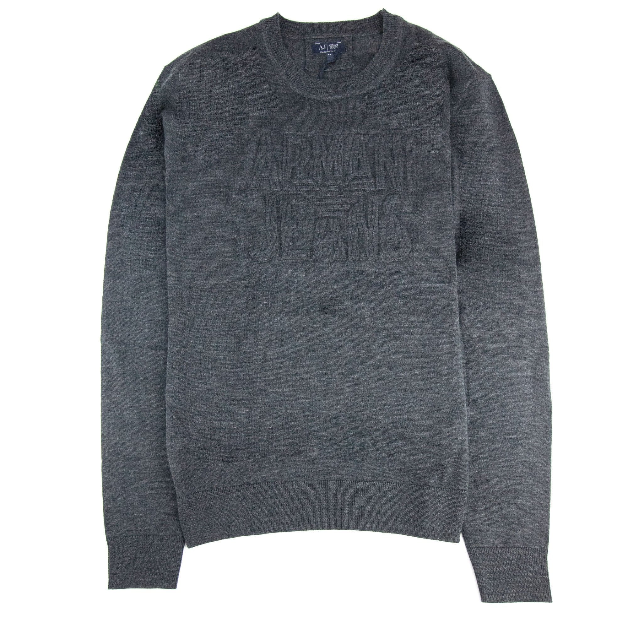 Armani Jeans Embossed Logo Lightweight Sweatshirt Grey Melange