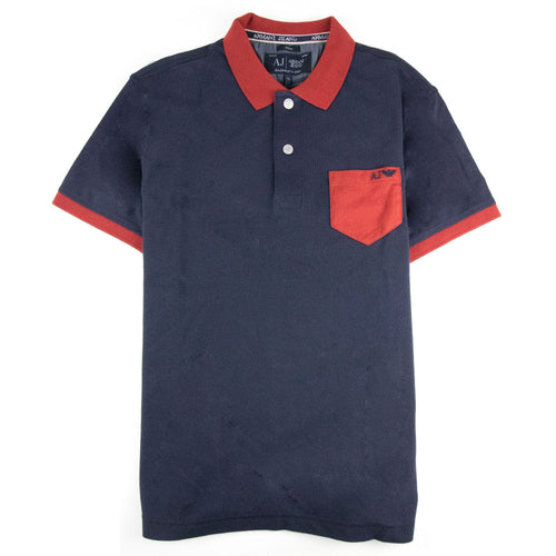 Armani Jeans Front Pocket Logo Slim Fit Polo Navy Blue
