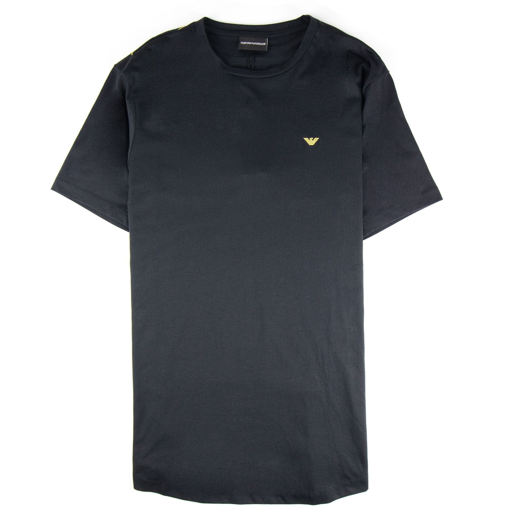 Emporio Armani Embroidered Gold Logo T Shirt Black