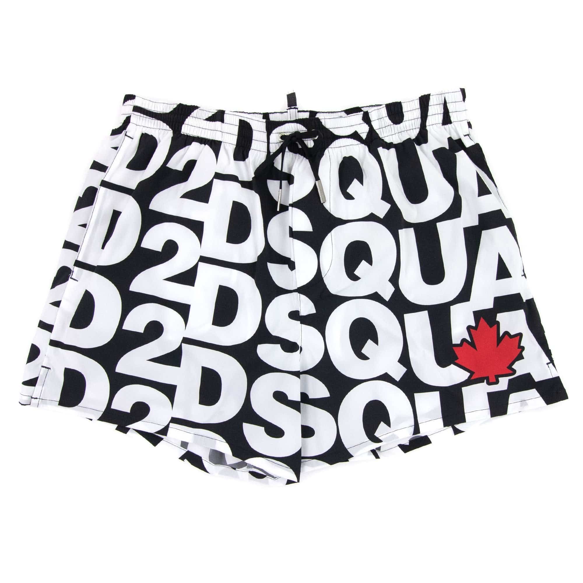 Dsquared2 Swim Shorts & Underw D2 Print Logo Swim Shorts Black/white