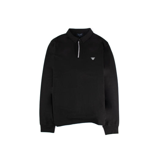 Armani Jeans Silver Trim L/s Polo Black