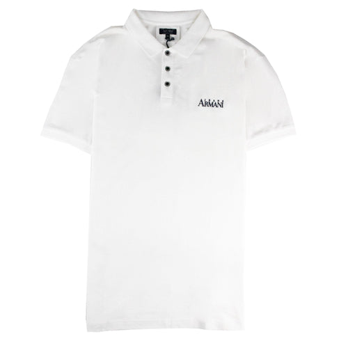 Armani Jeans Chest &amp; Back Logo S/s Polo White
