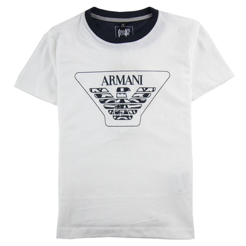 Armani Junior Big Eaagle Logo T Shirt Bianco