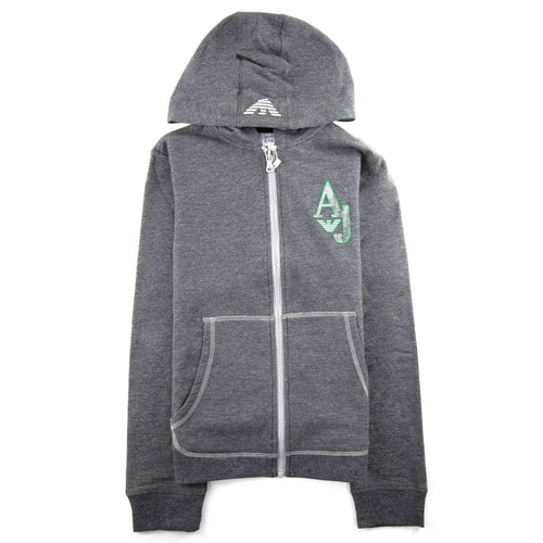 Armani Junior Aj Logo Zip Up Hoody Dark Grey