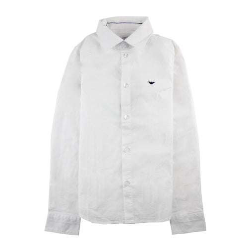 Armani Junior Embossed Eagle Logo L/s Shirt White