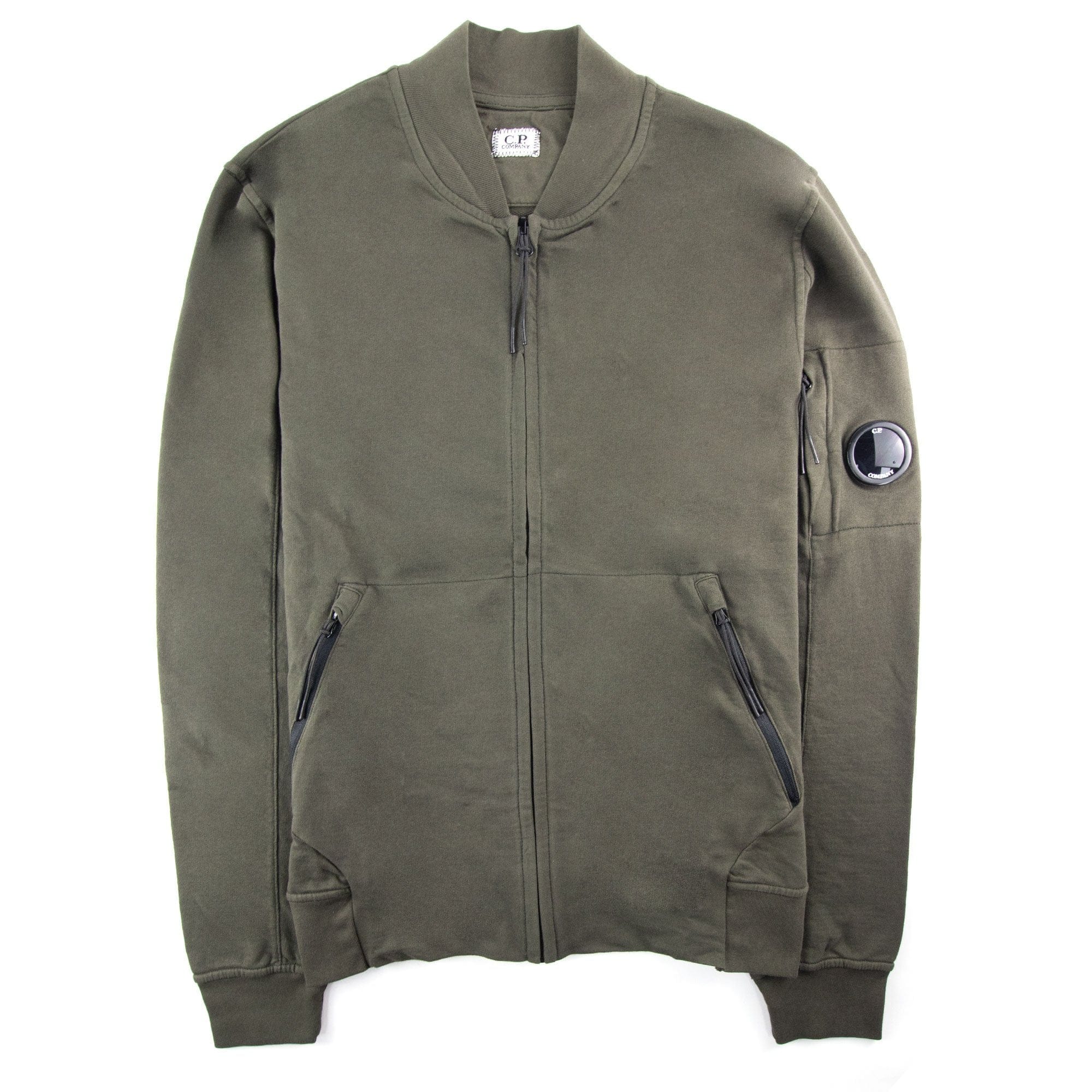 CP Company Funnel Neck Watch-viewer Lens Zip Up Sweatshirt Khaki 922