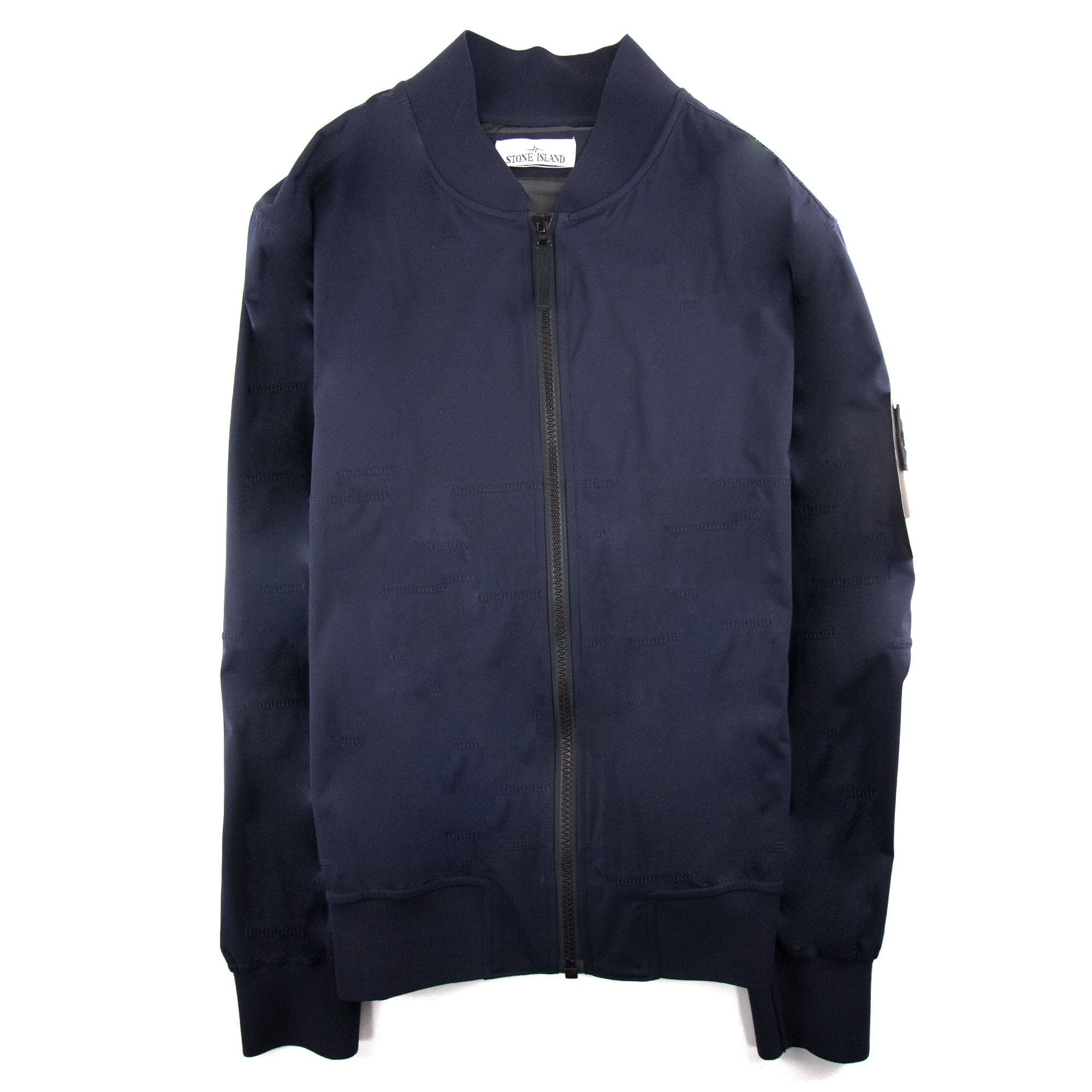 Stone Island Light Soft Shell Grid Bomber Jacket Navy Blue V0020
