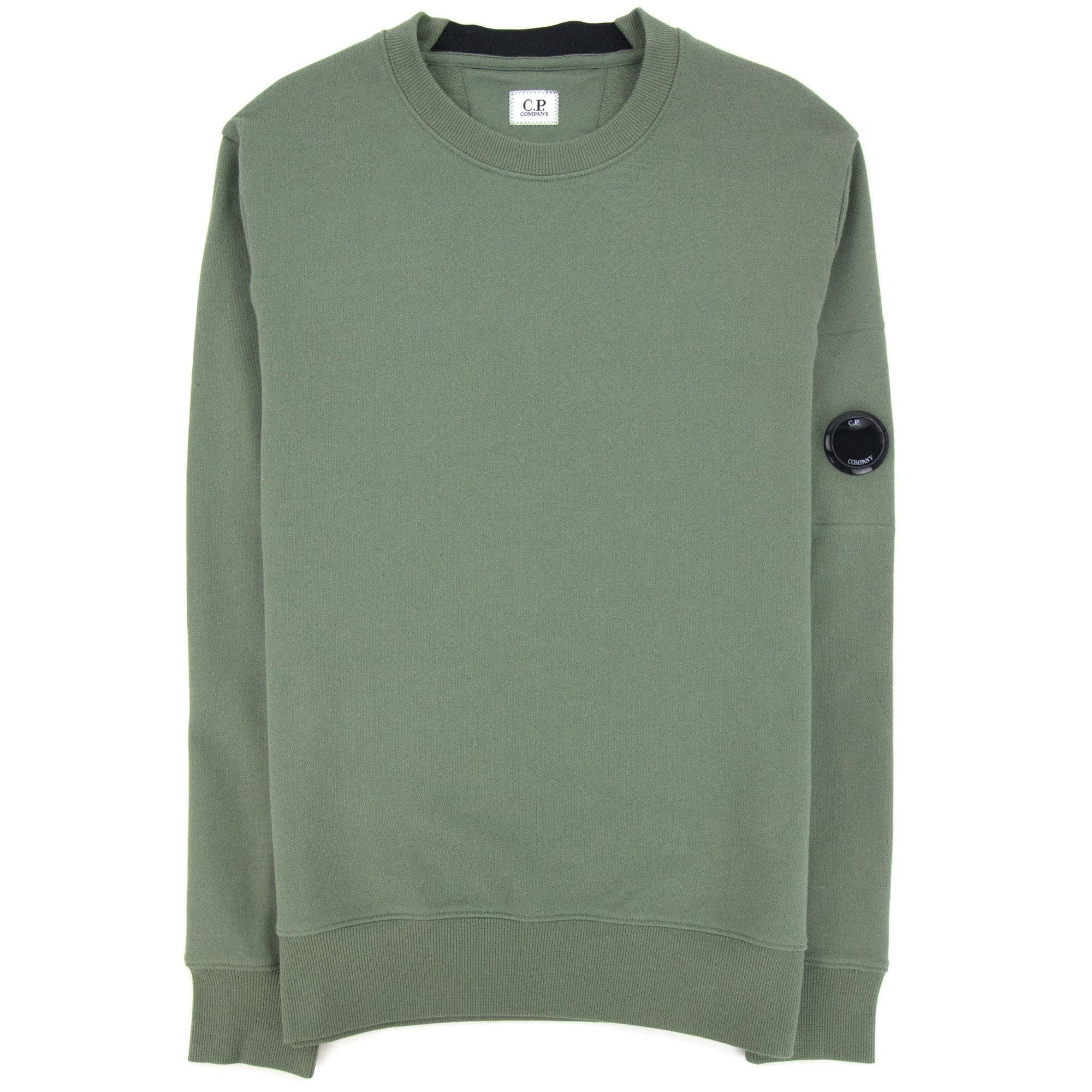 Cp Company Diagonal Raised Fleece Lens Crew Sweatshirt Green 668