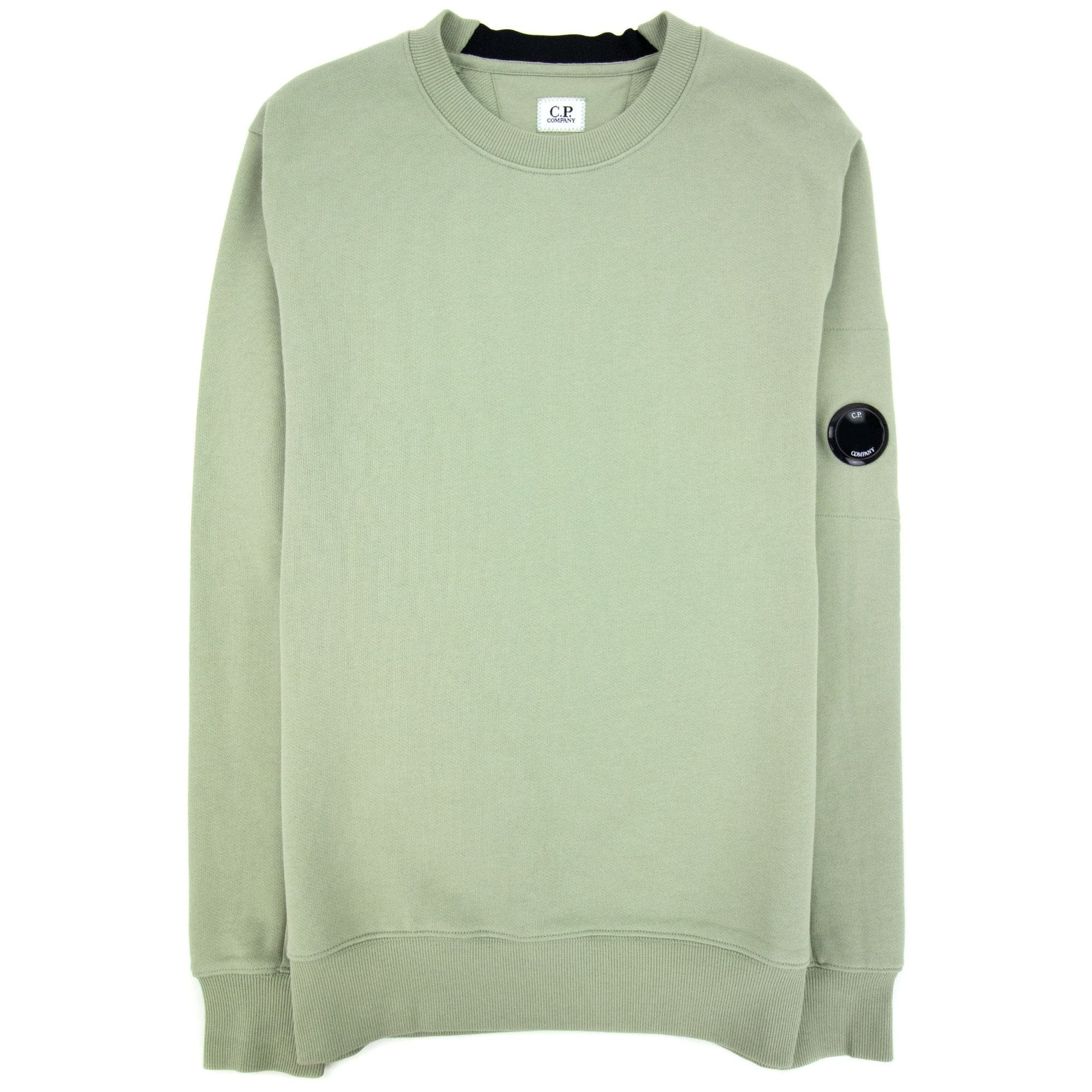 Cp Company Diagonal Raised Fleece Lens Crew Sweatshirt Light Green 631