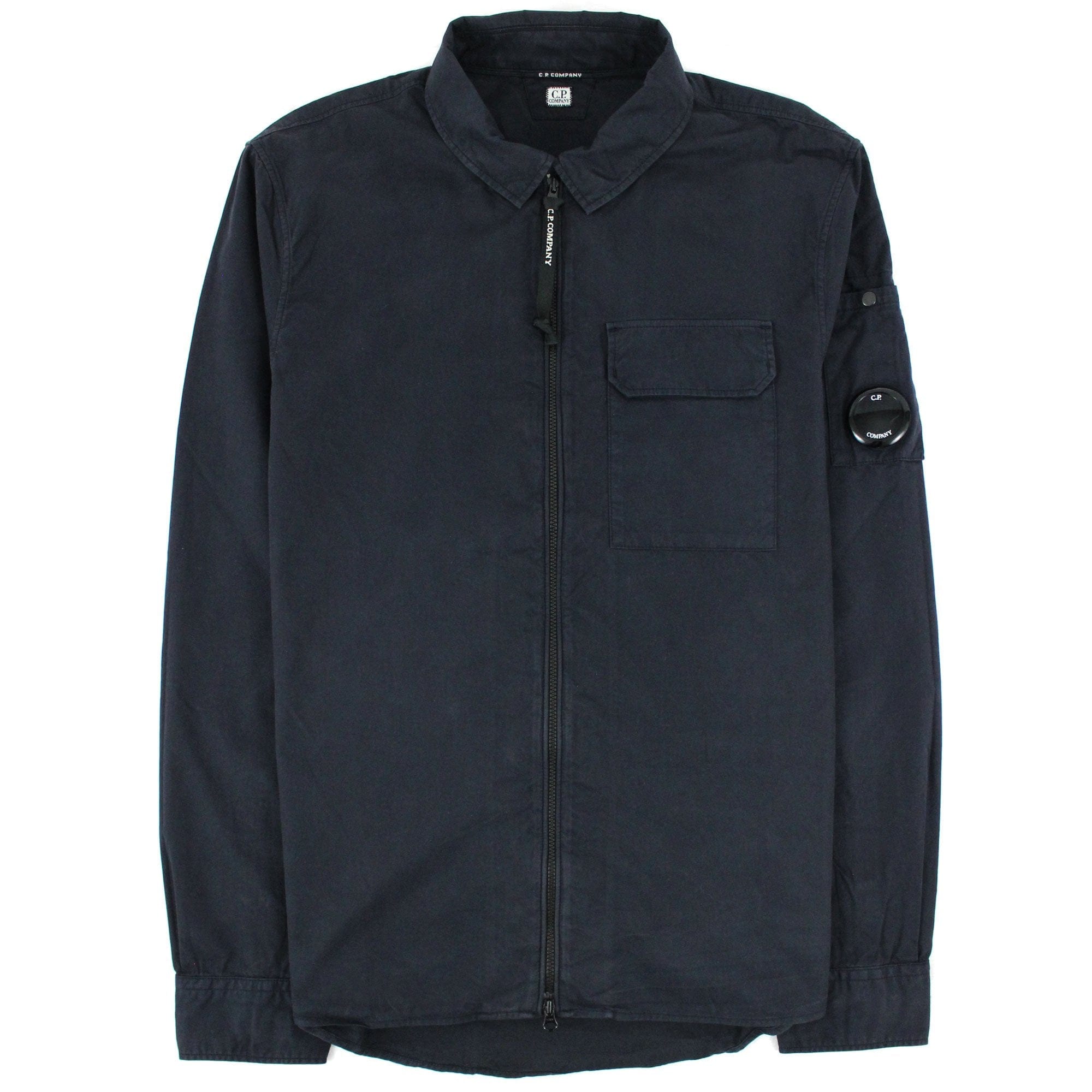 Cp Company Garment Dyed Emerize Zipped Lens Shirt Navy 888