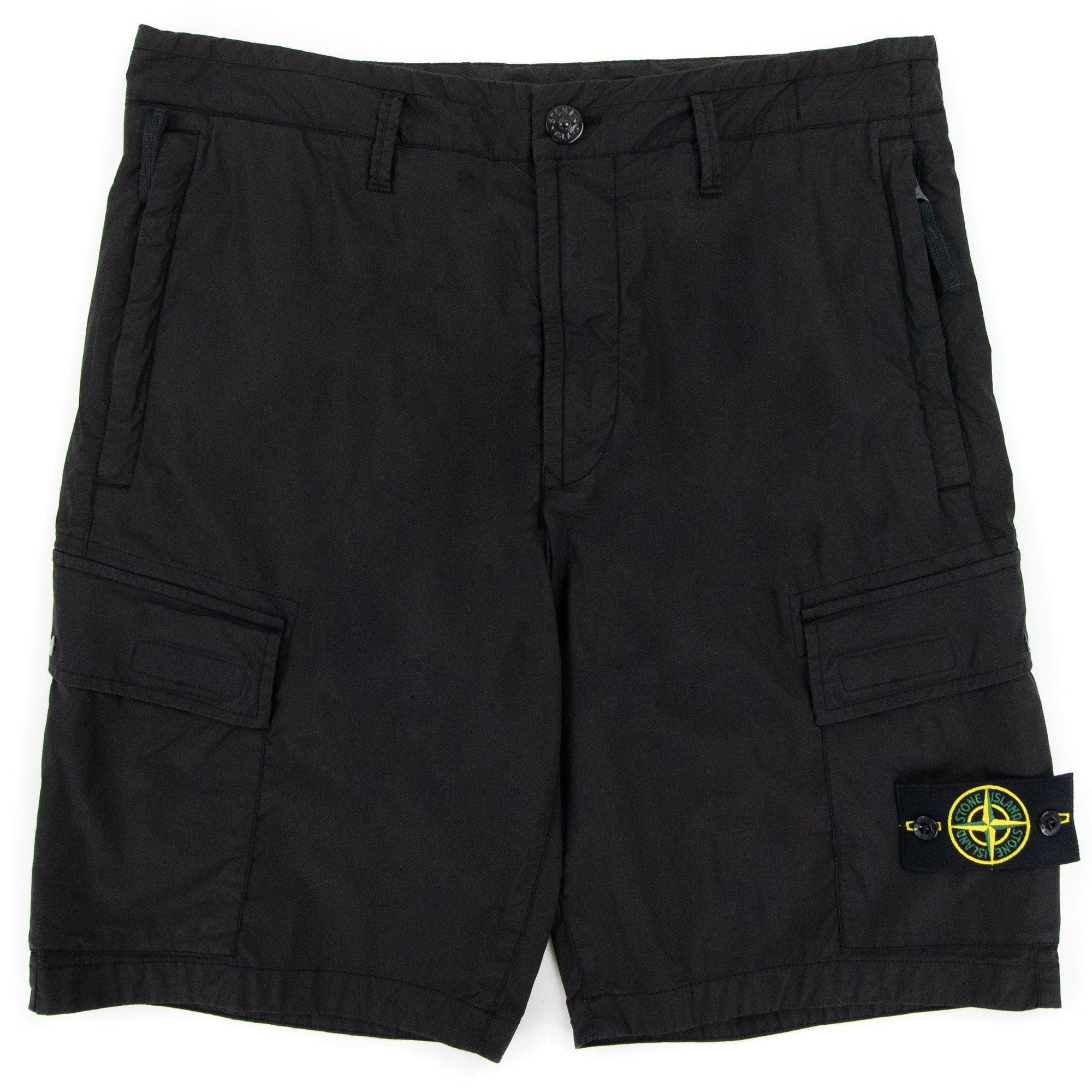 Stone Island Stretch Cotton Tela Cargo Shorts Black V0029