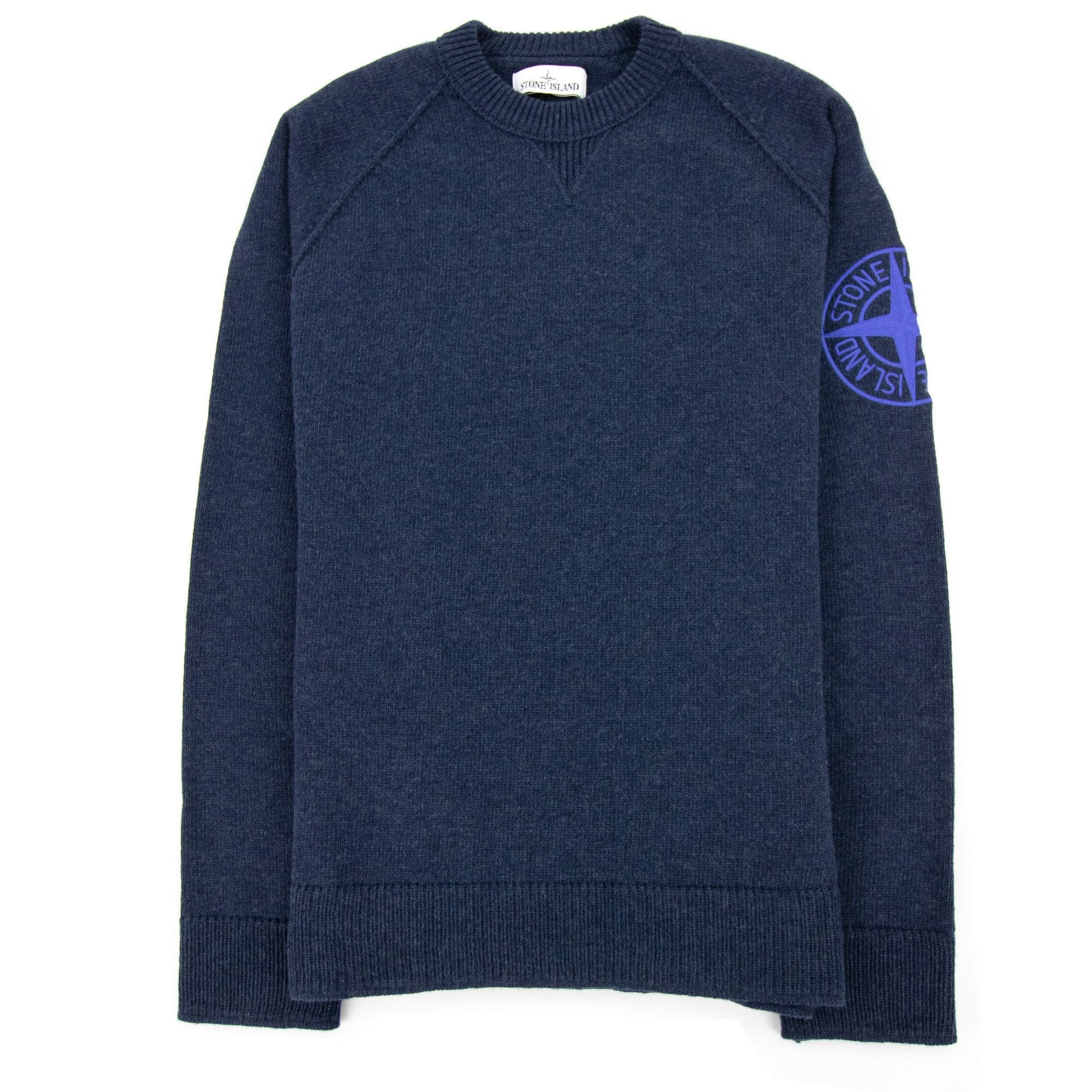 Stone Island Embroidered Logo Knitted Sweatshirt Navy V0020