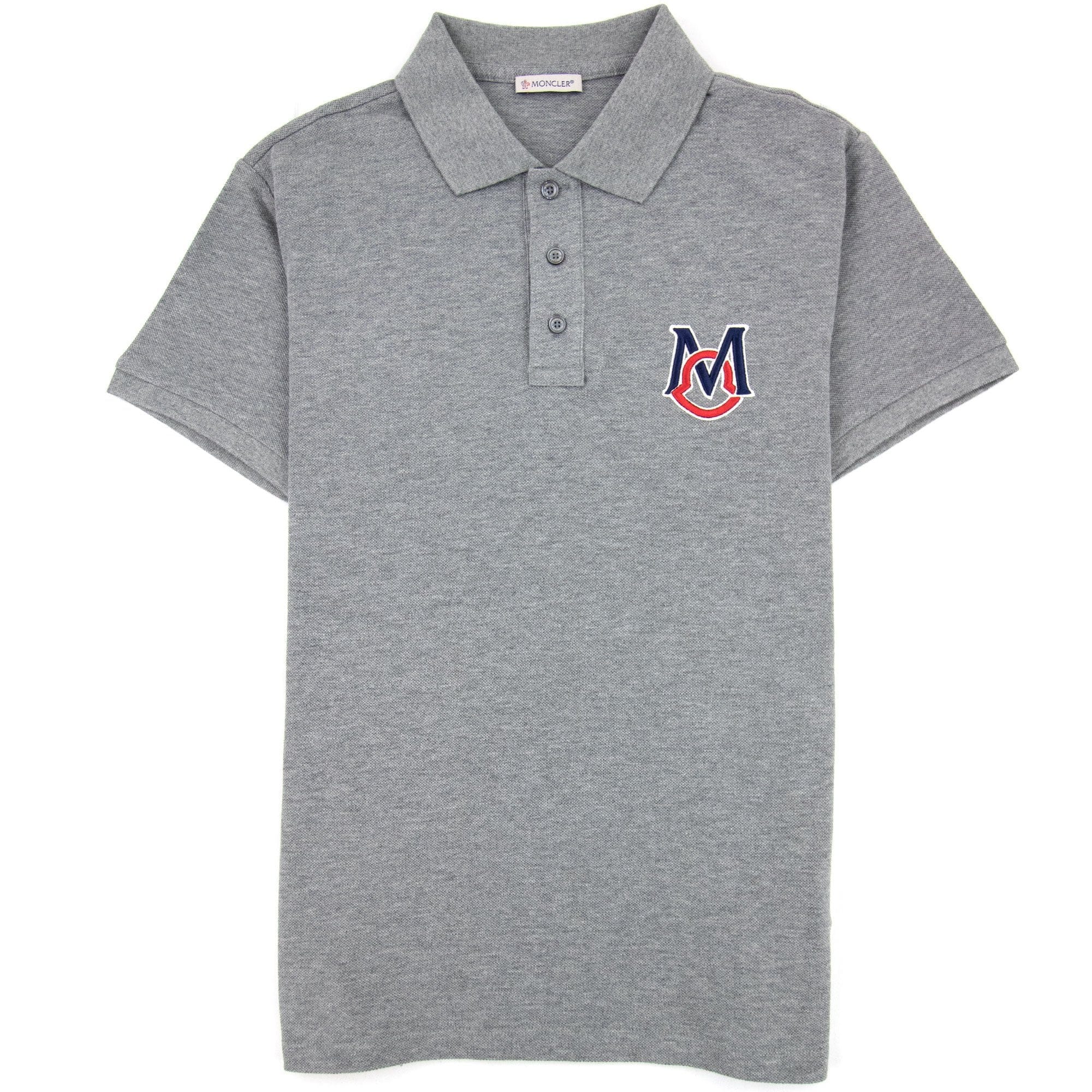 Moncler Embriodered Patch Logo S/s Polo Grey 984
