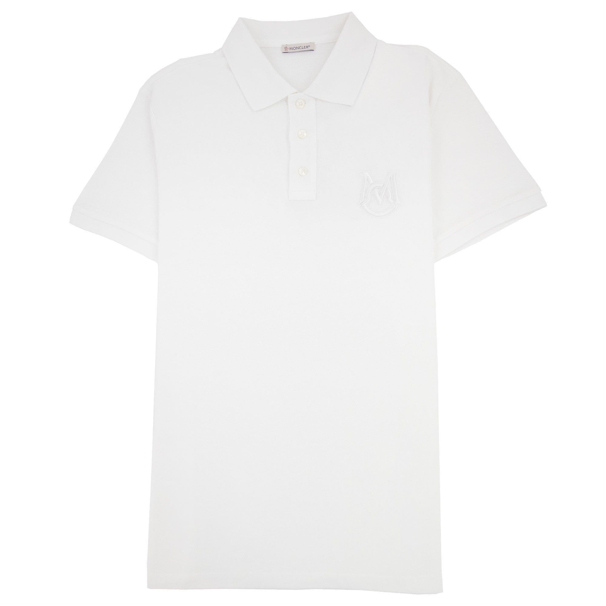 Moncler Embriodered Patch Logo S/s Polo White