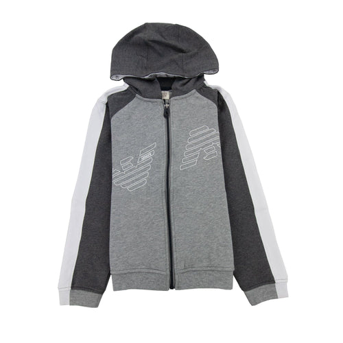 Armani Junior Eagle Logo Tracksuit Melange Grigio