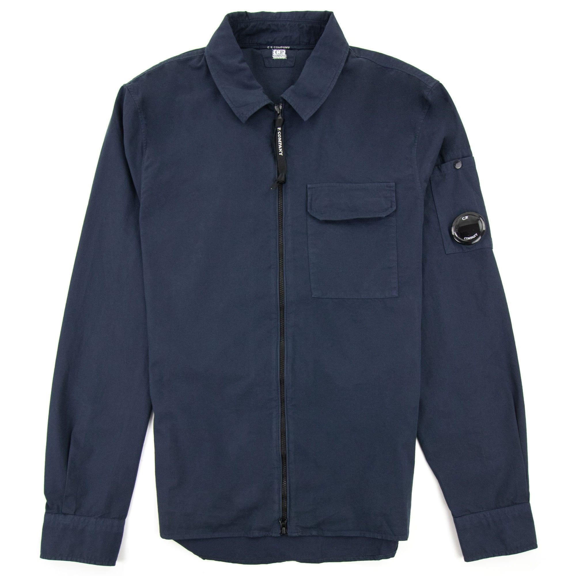 Cp Company Emerized Gabardine Zipped Shirt Navy 888