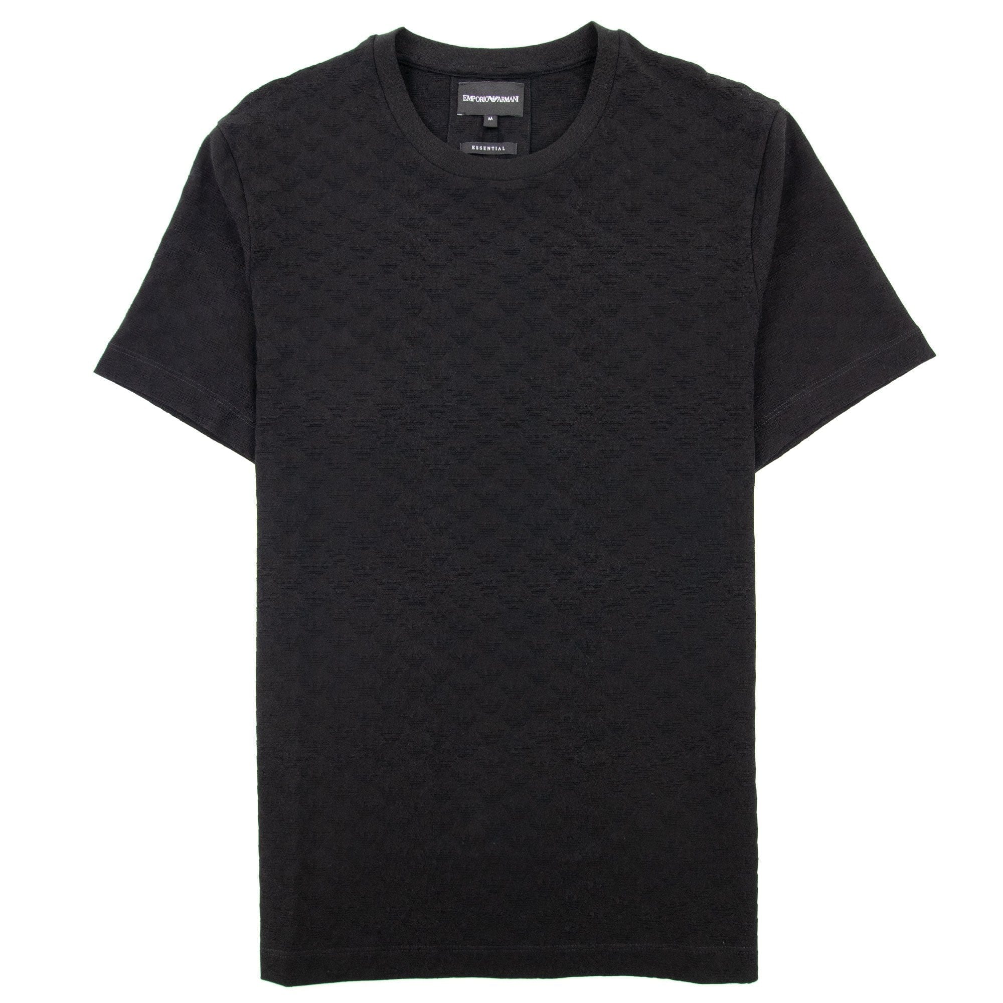Emporio Armani All Over Jacquard Eagle Logo T Shirt Black 999