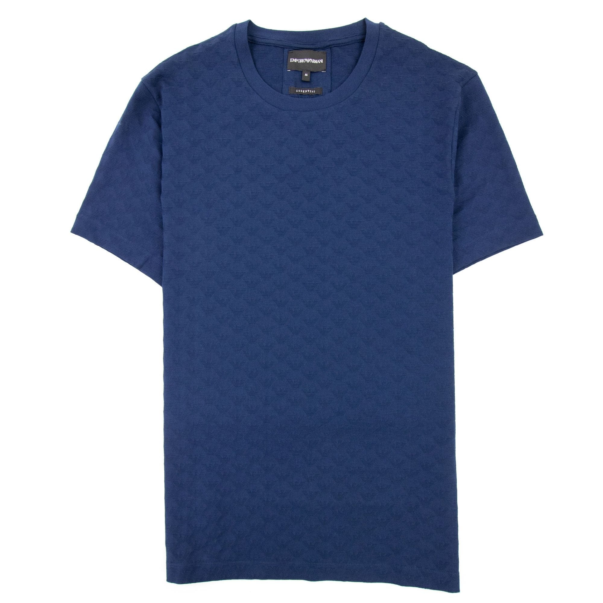 Emporio Armani All Over Jacquard Eagle Logo T Shirt Navy Blue