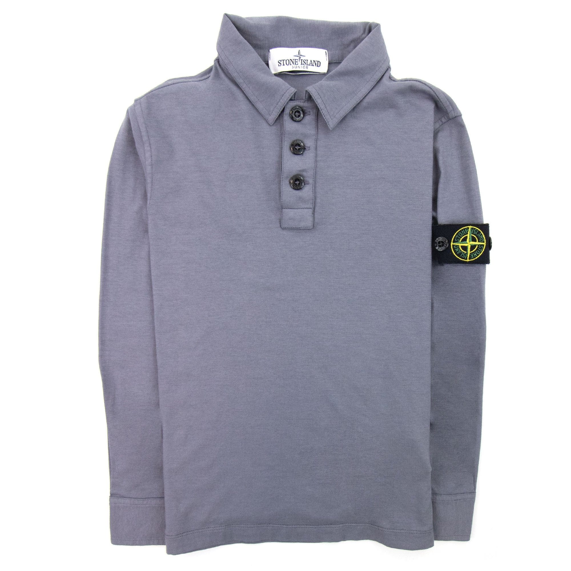 Stone Island Junior Arm Badge Long Sleeve Polo Dark Grey V0065