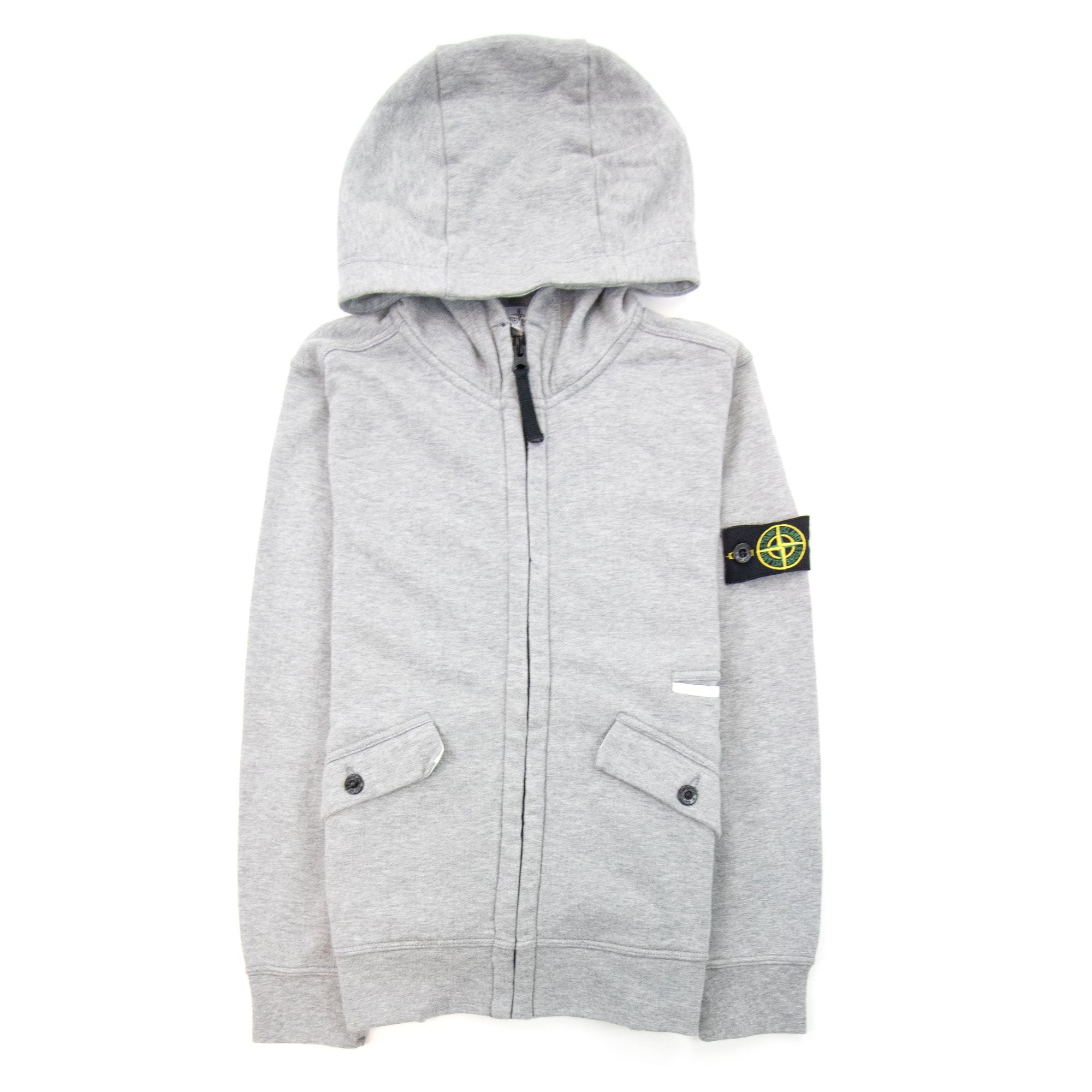 Stone Island Junior Zip Hooded Sweatshirt Grey V1064