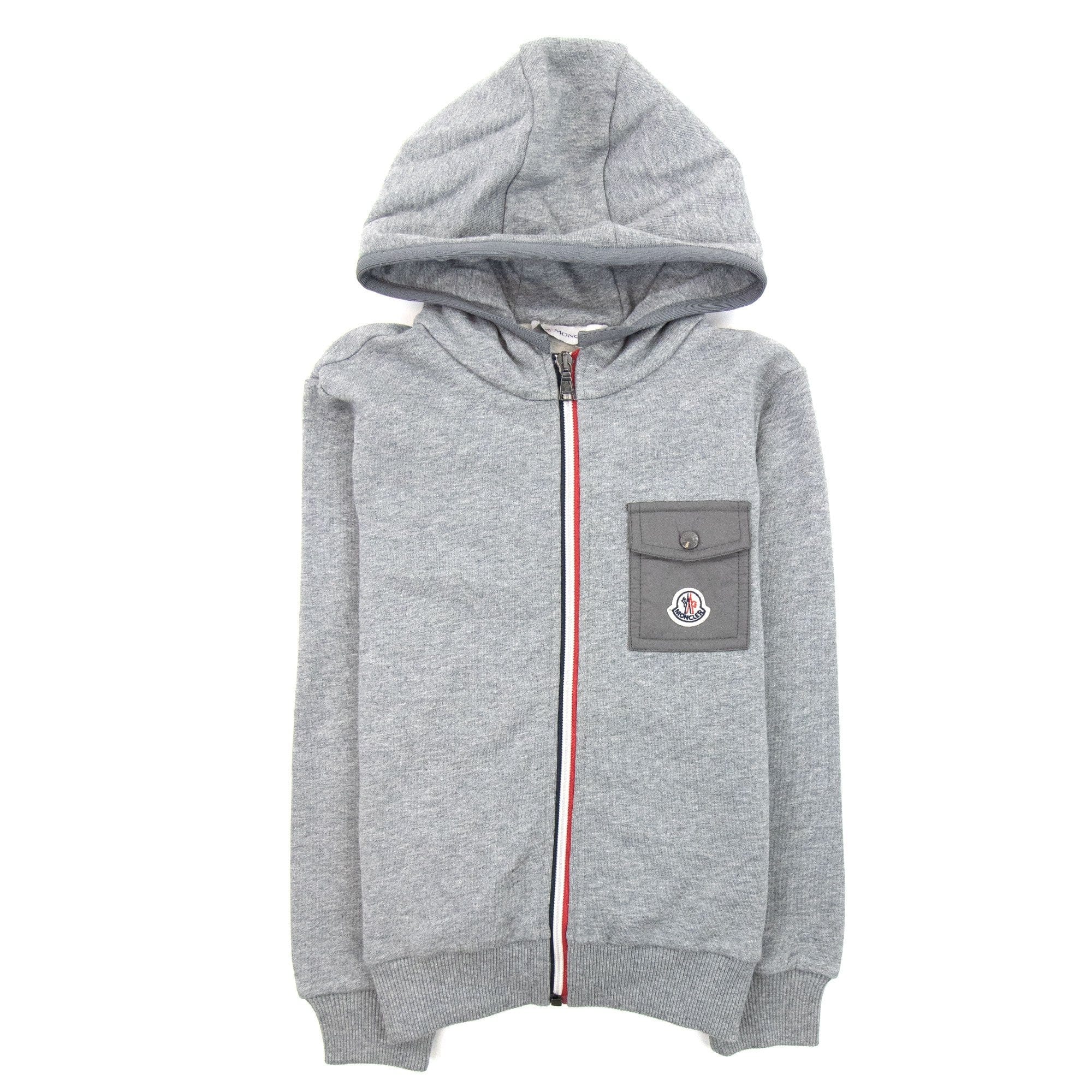 Moncler Junior Zip Up Hooded Sweatshirt Light Grey