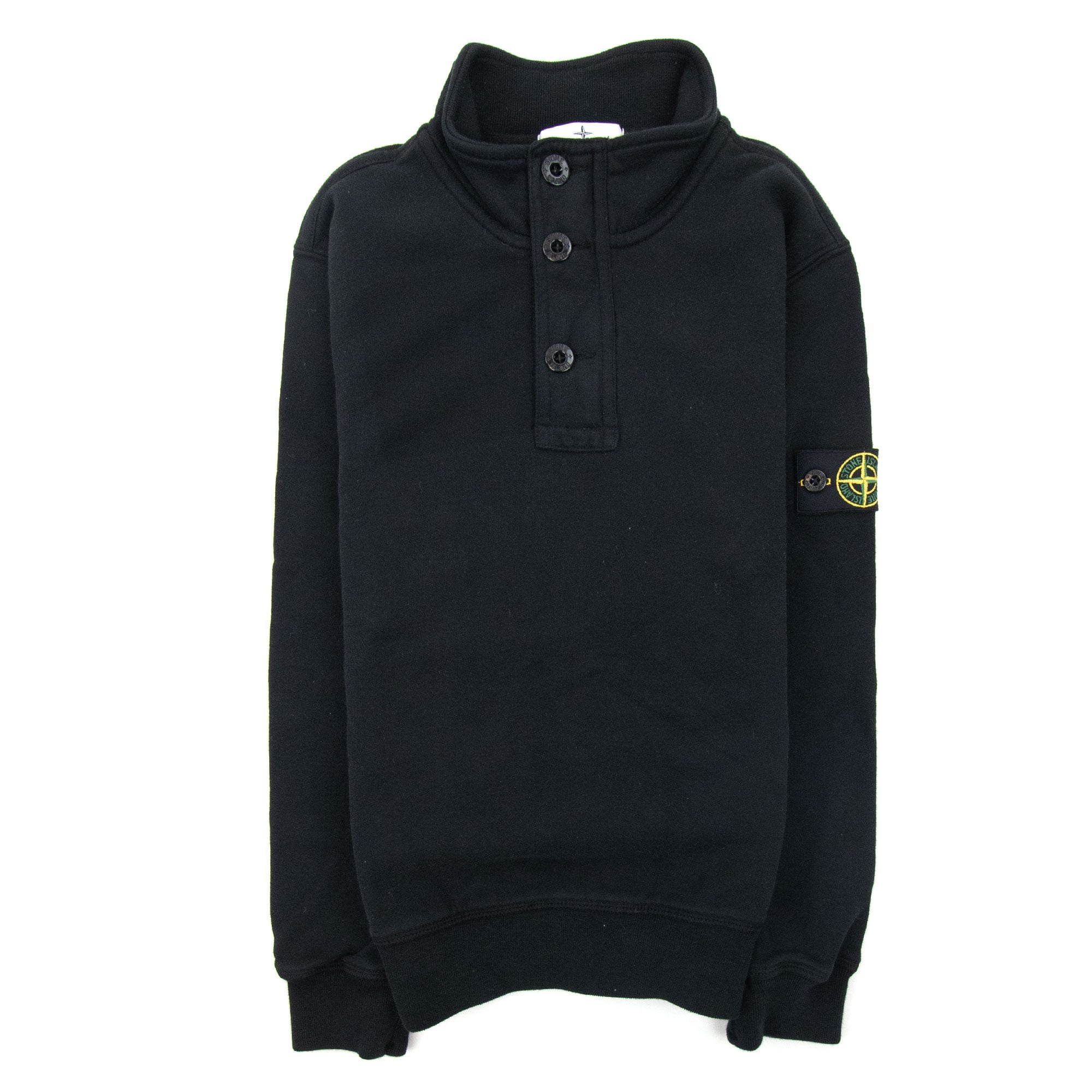 Stone Island Junior Arm Badge L/s Funnel Neck Polo Black V0029