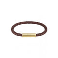 Hugo Boss Braided Leather Bracelet Dark Brown