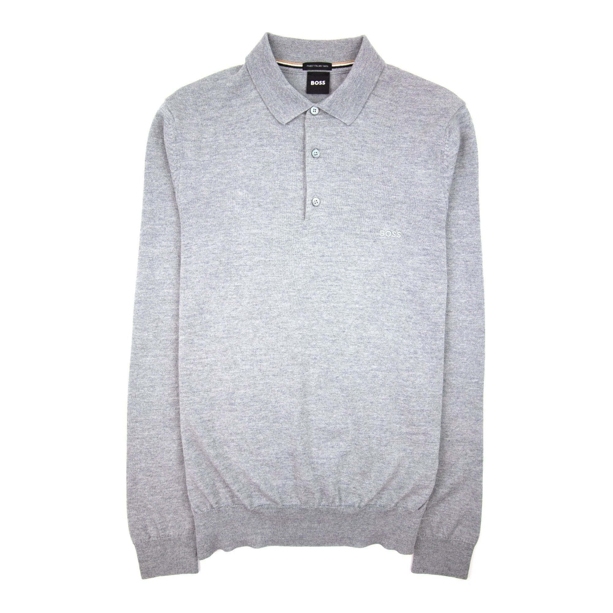 Hugo Boss Bono-l Embroidered Logo Knitted Polo Grey 041